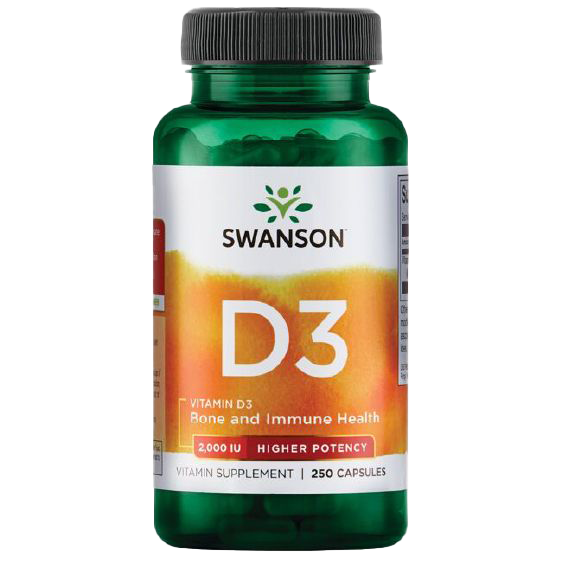 Swanson Vitamin D3 Higher Potency 2,000 IU (50 mcg) 250 Capsules