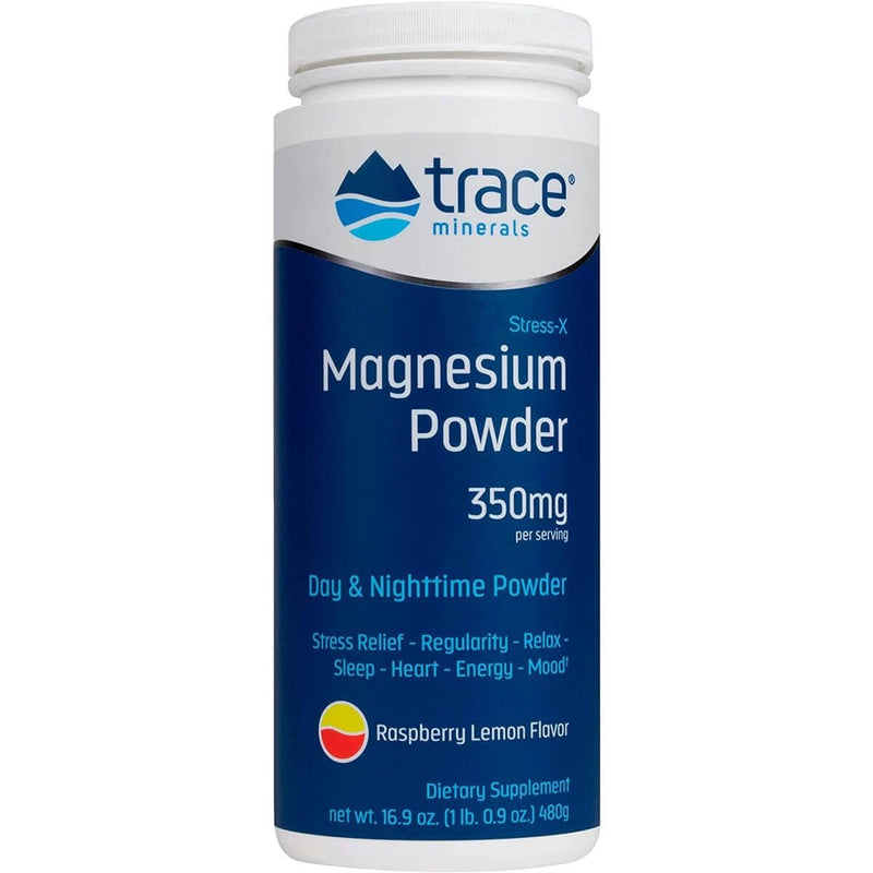 Trace Minerals Stress-X Magnesium Powder 350mg Raspberry-Lemon Flavour 480g | Premium Supplements at MYSUPPLEMENTSHOP