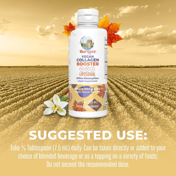 MaryRuth Organics Vegan Collagen Booster Liposomal, Maple Hot Cocoa – 225 ml.