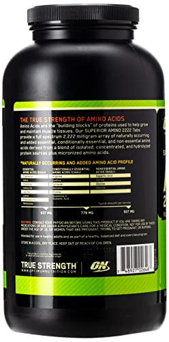 Optimum Nutrition ON Superior Amino 2222 Essential Amino Acids Tablets EAA BCAA Unflavoured 160 Servings 320 Tablets | High-Quality BCAAs | MySupplementShop.co.uk