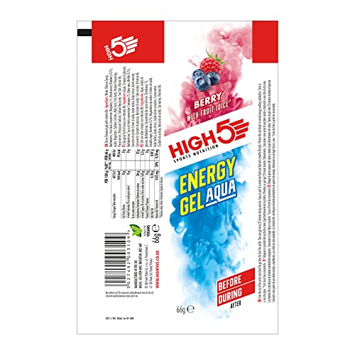 HIGH5 Energy Gel Aqua Liquid Quick Release Energy On The Go From Natural Fruit Juice (Berry 20 x 66g) | High-Quality Energy Drinks | MySupplementShop.co.uk