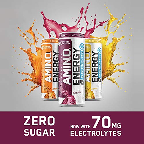 Optimum Nutrition ON Essential Amino Energy + Electrolytes Sugar Free Energy Drink with Electrolytes and Caffeine Mixed Berry 24 Pack 250 ml | High-Quality Diet Shakes | MySupplementShop.co.uk