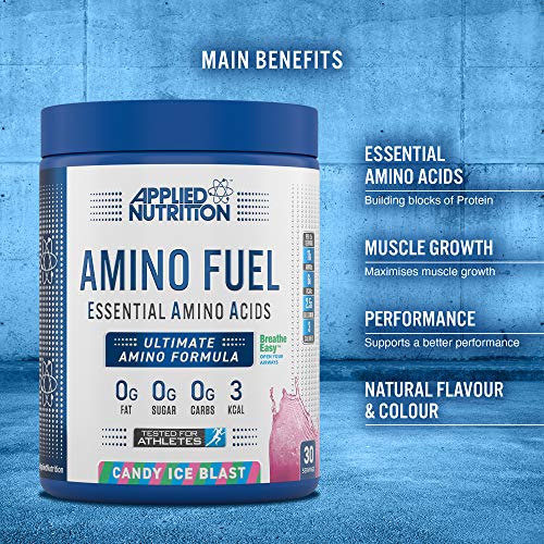 Applied Nutrition Amino Fuel - Amino Acids Supplement EAA Essential Amino Acids Powder Muscle Fuel & Recovery (390g - 30 Servings) (Candy Ice Blast) | High-Quality Amino Acids and BCAAs | MySupplementShop.co.uk