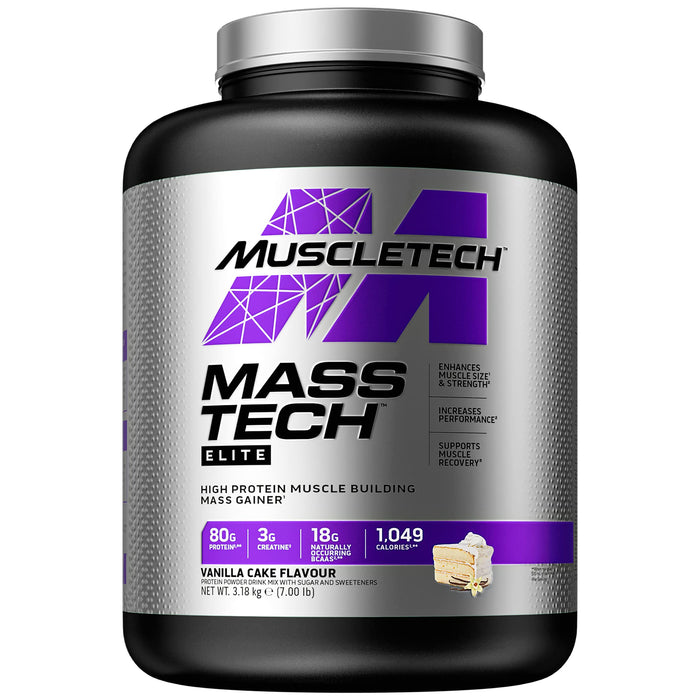 MuscleTech Mass-Tech Elite, Vanilla Cake - 3180 grams | High-Quality Weight Gainers & Carbs | MySupplementShop.co.uk