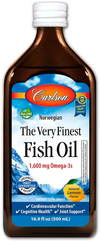Carlson Labs The Very Finest Fish Oil, Natural Orange - 500 ml. | High-Quality Omegas, EFAs, CLA, Oils | MySupplementShop.co.uk