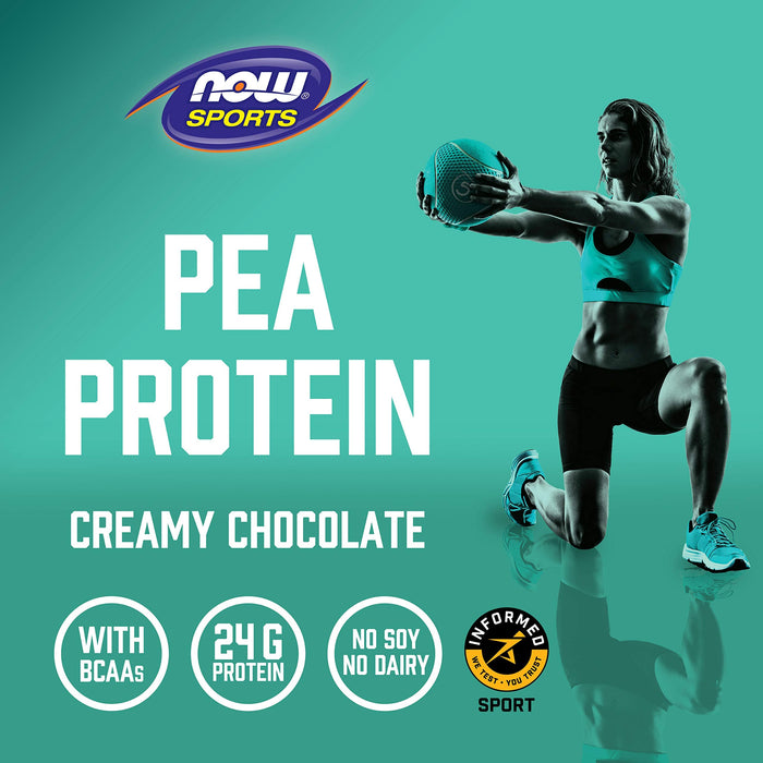 NOW Foods Pea Protein, Dutch Chocolate - 907g | High-Quality Pea Proteins | MySupplementShop.co.uk
