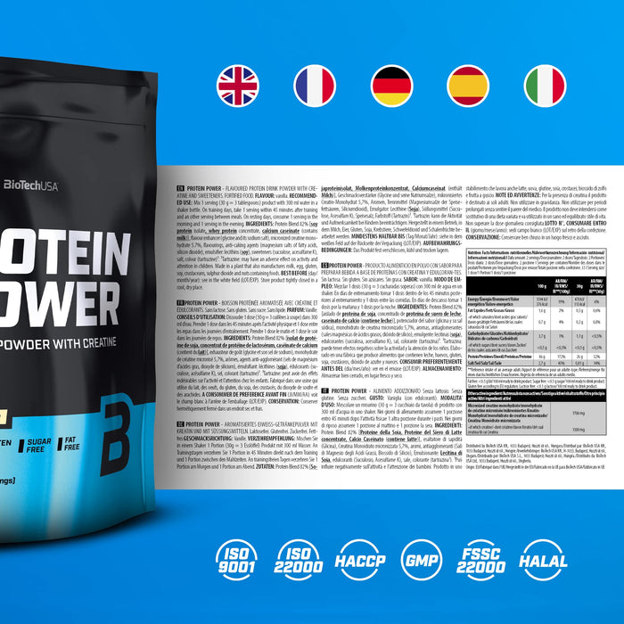 BioTechUSA Protein Power, Vanilla - 1000 grams | High-Quality Protein | MySupplementShop.co.uk