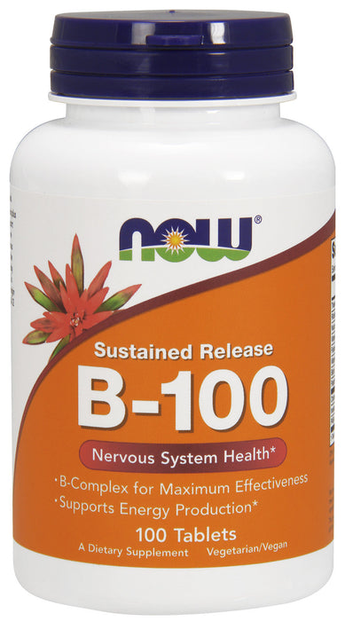 NOW Foods Vitamin B-100 Sustained Release - 100 tabs - Vitamins & Minerals at MySupplementShop by NOW Foods