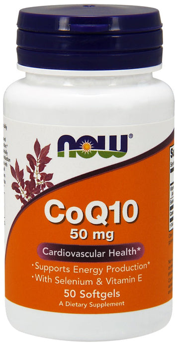 NOW Foods CoQ10 with Selenium & Vitamin E, 50mg - 50 softgels - Health and Wellbeing at MySupplementShop by NOW Foods