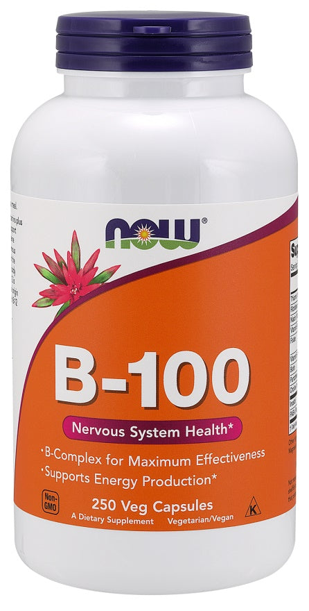 NOW Foods Vitamin B-100 - 250 vcaps | High-Quality Vitamins & Minerals | MySupplementShop.co.uk