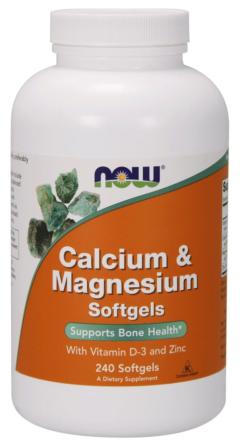 NOW Foods Calcium & Magnesium with Vit D and Zinc - 240 Softgels | High-Quality Vitamins & Minerals | MySupplementShop.co.uk
