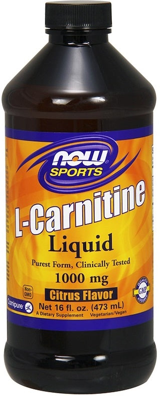 NOW Foods L-Carnitine Liquid, 1000mg Citrus Flavor - 473 ml. | High-Quality Amino Acids and BCAAs | MySupplementShop.co.uk