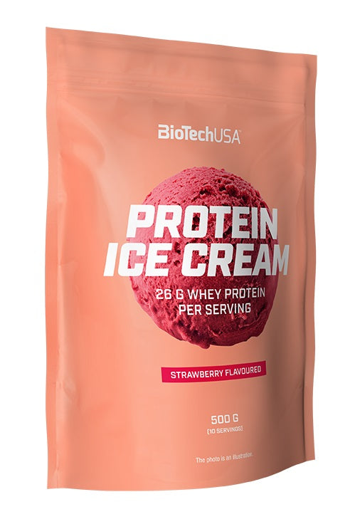 BioTechUSA Protein Ice Cream, Strawberry - 500g | High-Quality Protein Blends | MySupplementShop.co.uk