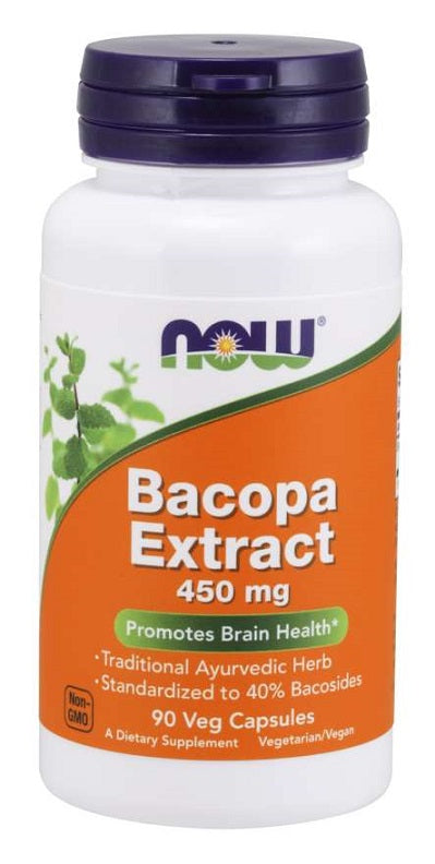 NOW Foods Bacopa Extract, 450mg - 90 vcaps - Health and Wellbeing at MySupplementShop by NOW Foods