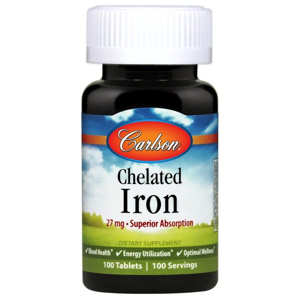 Carlson Labs Chelated Iron, 27mg - 100 tabs | High-Quality Vitamins & Minerals | MySupplementShop.co.uk