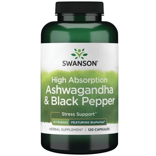 Swanson High Absorption Ashwagandha & Black Pepper - 120 caps | High-Quality Health and Wellbeing | MySupplementShop.co.uk