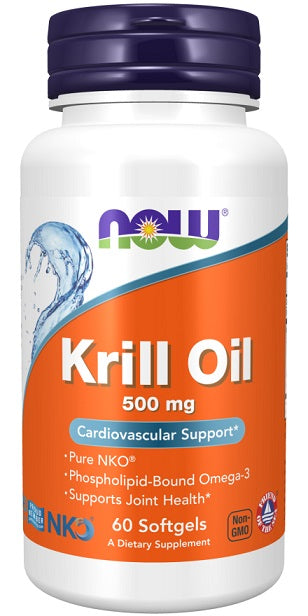 NOW Foods Krill Oil, 500mg - 60 softgels | High-Quality Joint Support | MySupplementShop.co.uk