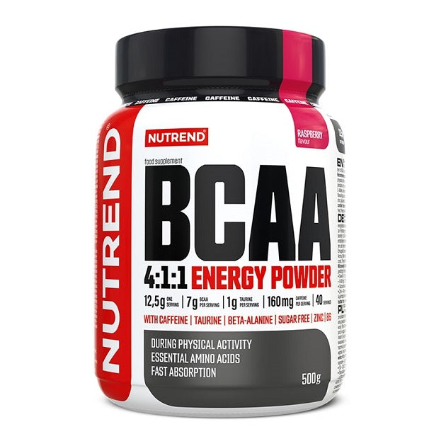 Nutrend BCAA 4:1:1 Energy Powder, Raspberry - 500 grams - Default Title - Amino Acids and BCAAs at MySupplementShop by Nutrend